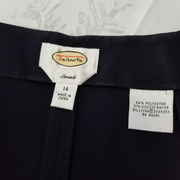 Talbots Dark Navy Zip Front Trouser Pants. - Picture 2 of 5